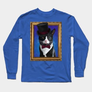 Dapper Gentleman Tuxedo Cat Blepping Long Sleeve T-Shirt